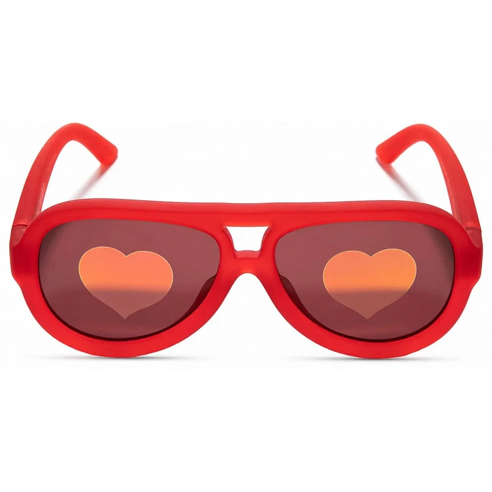 Kids Red Pilot Polarized Sunglasses Heart Lenses Flexible G850 Frame